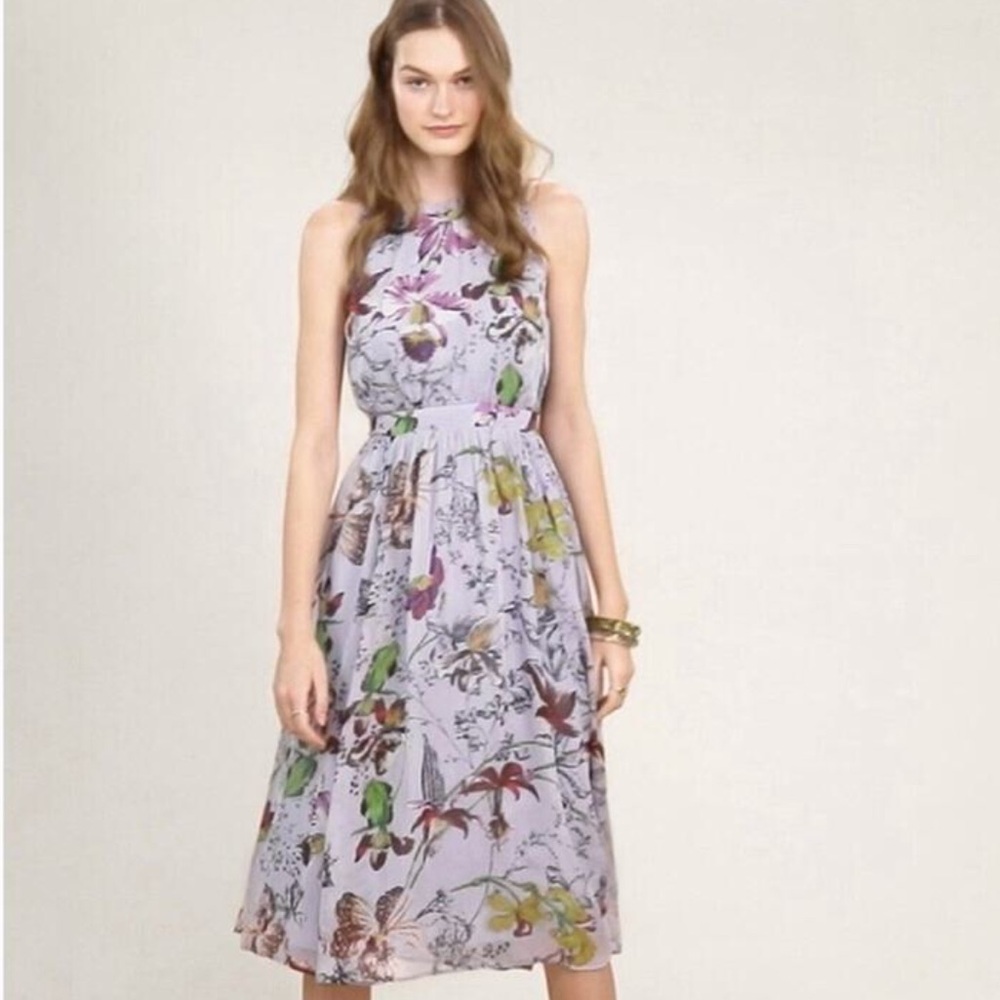By Anthropologie Hermia purple floral dress Sz 4